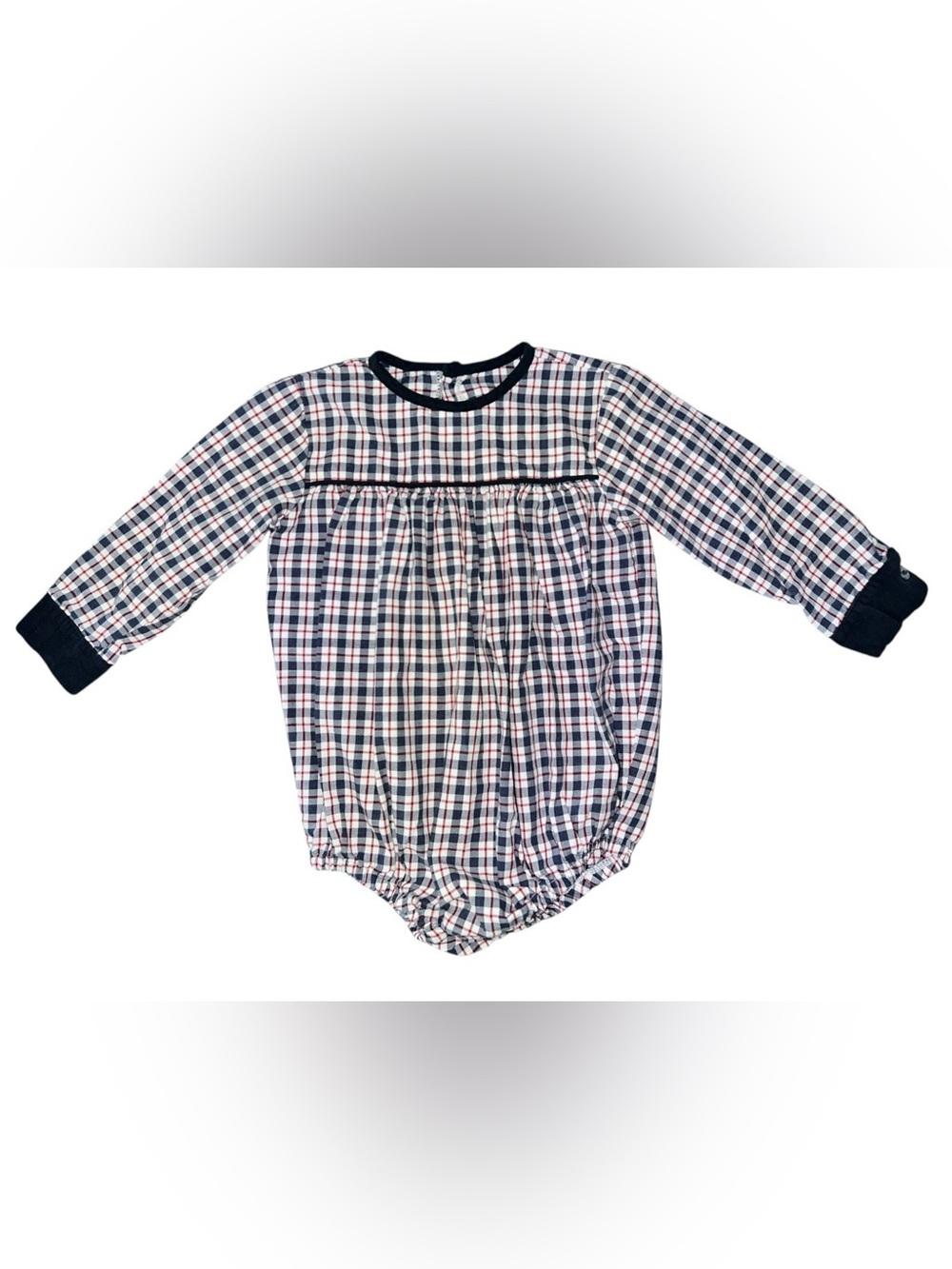 James And Lottie Boutique Unisex 18M Long Sleeve Bubble Pleated Plaid 1 Piece